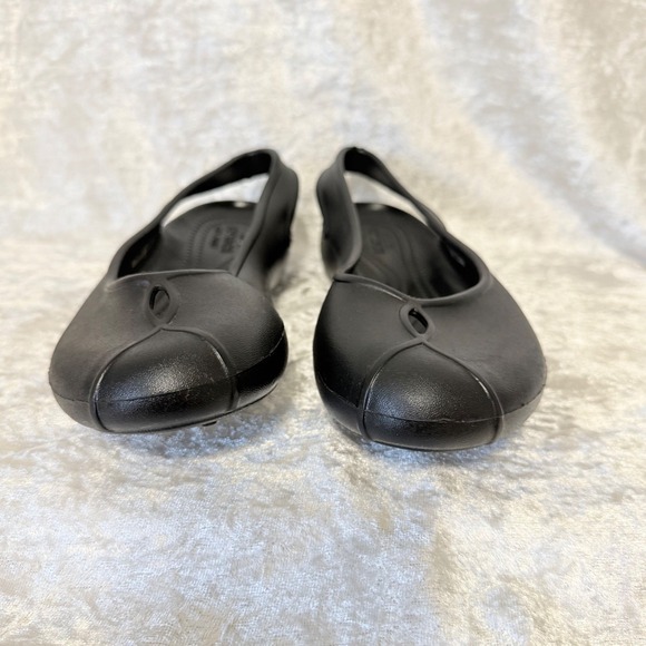 Crocs Women's Olivia II Size-7 Black Slingback Ballet Flats Shoes Elastic Strap - Picture 3 of 10